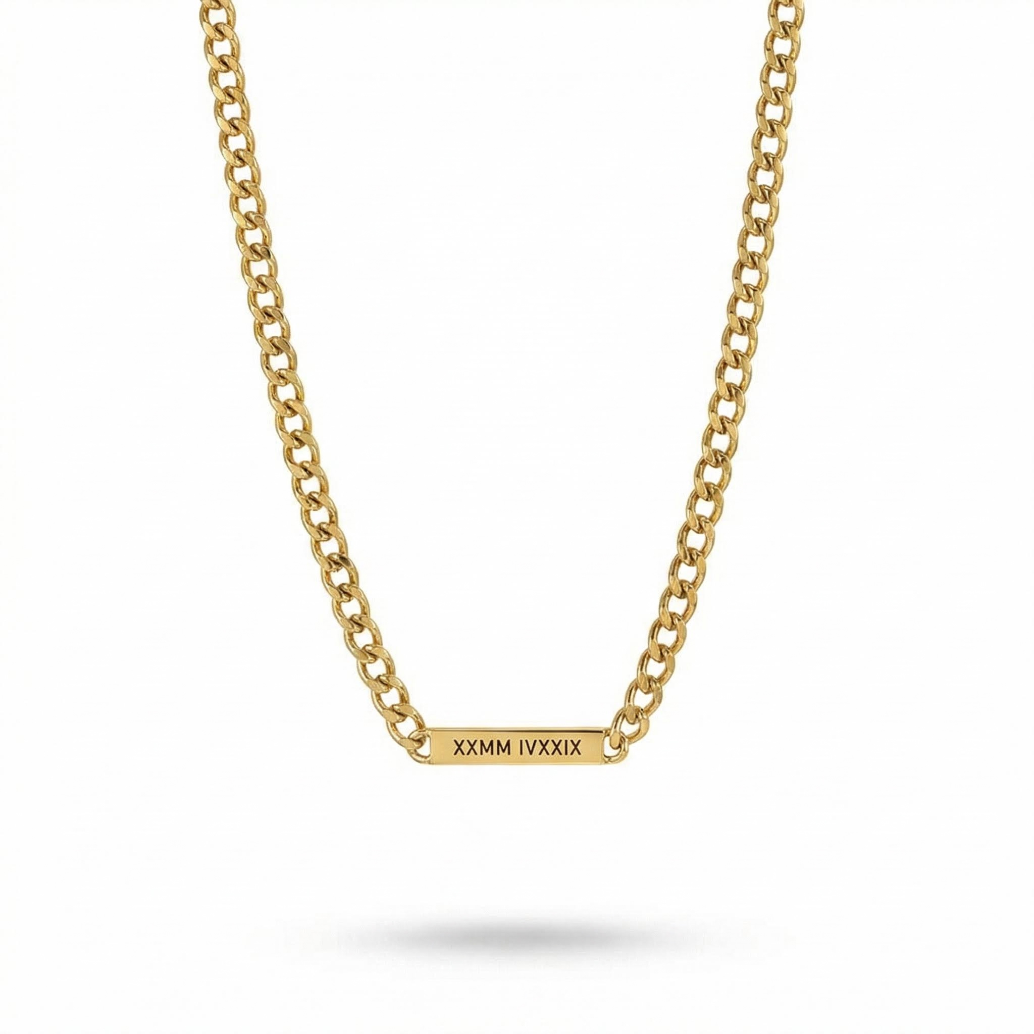 Women's 5mm Personalized Engraved Cuban Id Necklace In Gold With Gold Shine