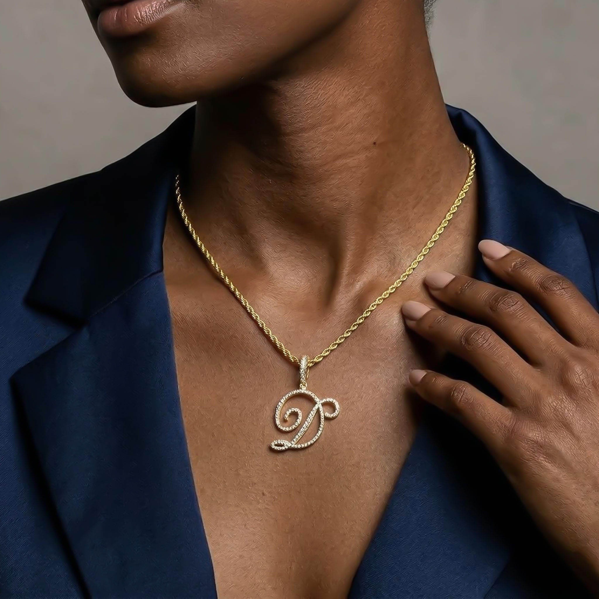Street Luxury Women's Cursive Style A To Z Initial Letters Pendant In Gold - Image 3