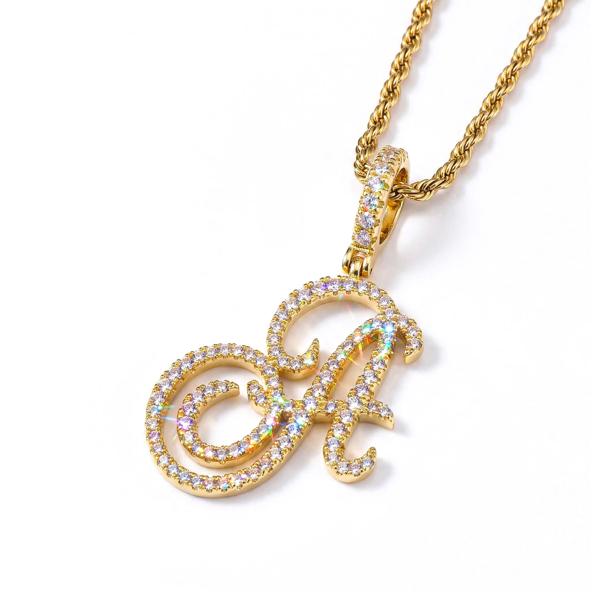 Street Luxury Women's Cursive Style A To Z Initial Letters Pendant In Gold - Image 4