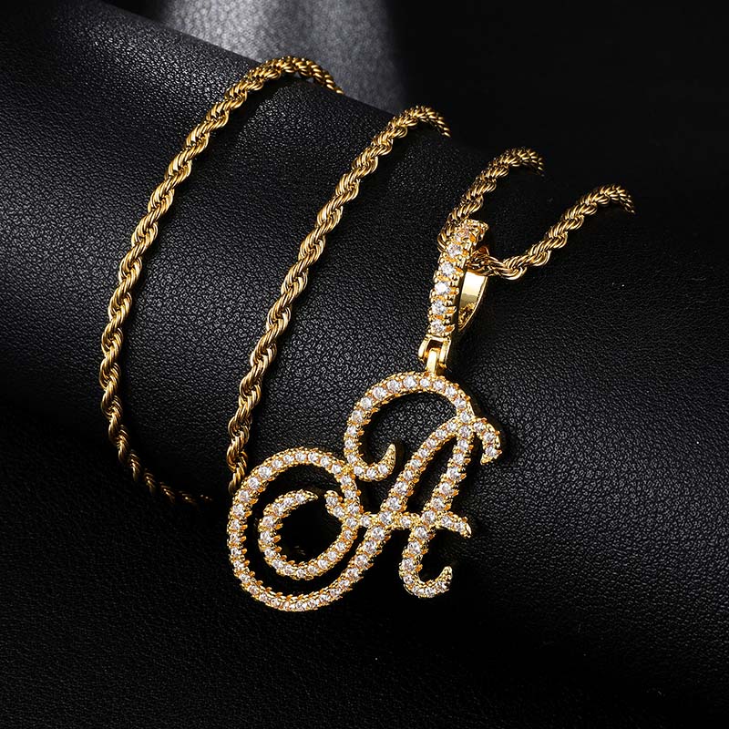 Street Luxury Women's Cursive Style A To Z Initial Letters Pendant In Gold - Image 7