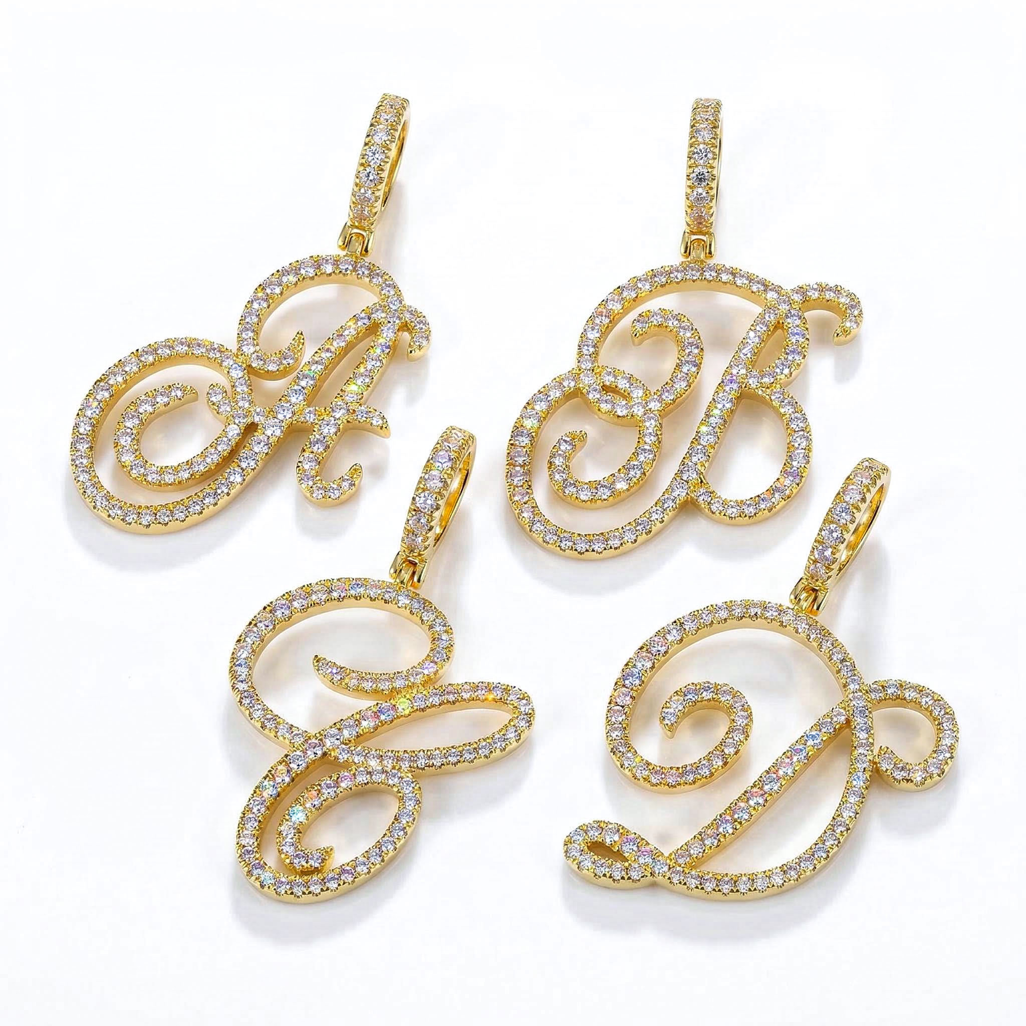 Street Luxury Women's Cursive Style A To Z Initial Letters Pendant In Gold - Image 8