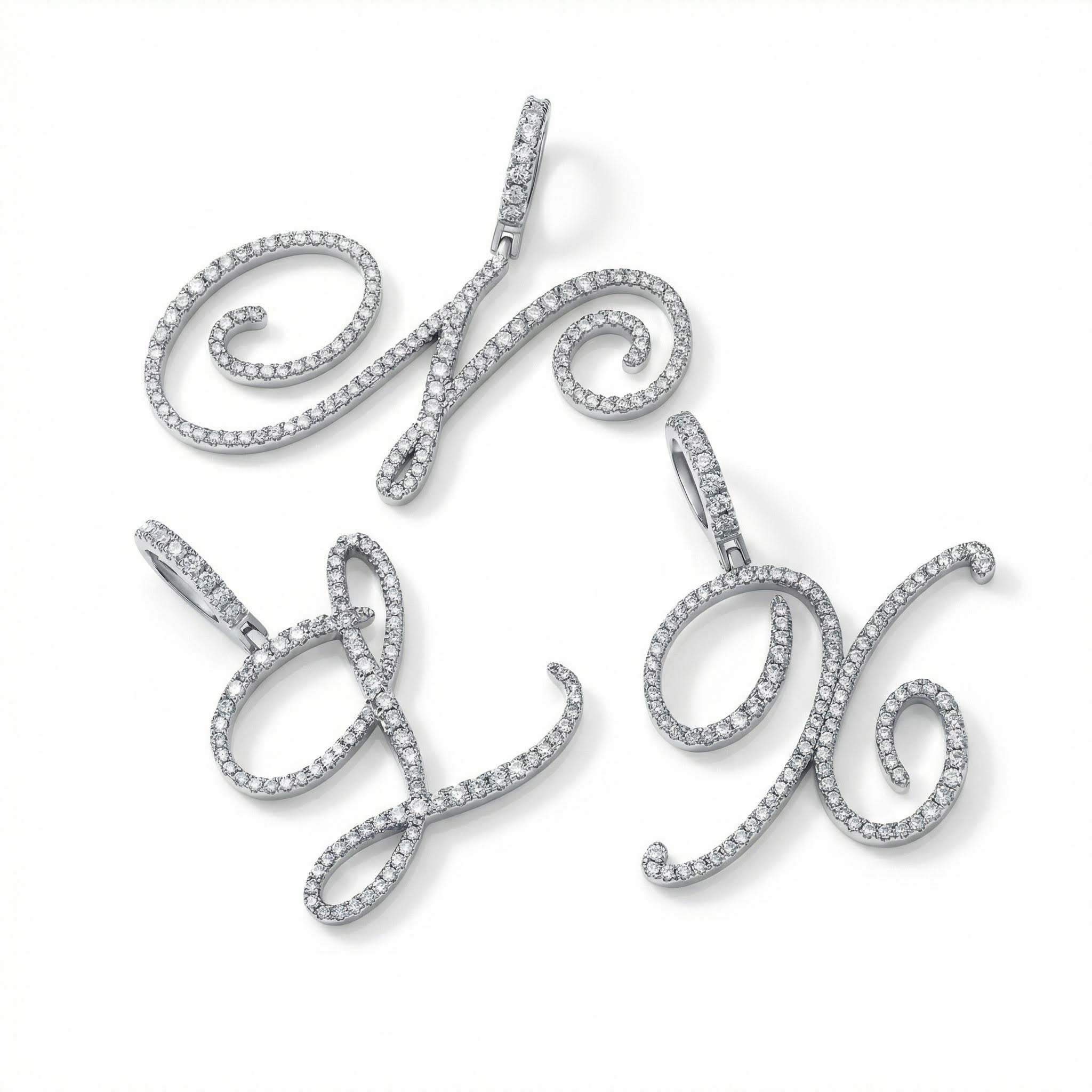 Bold Women's Cursive Style A To Z Initial Letters Pendant In White Gold - Image 3