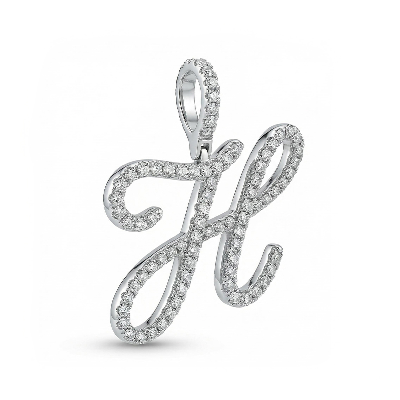 Bold Women's Cursive Style A To Z Initial Letters Pendant In White Gold - Image 5