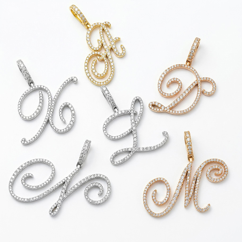 Bold Women's Cursive Style A To Z Initial Letters Pendant In White Gold - Image 8