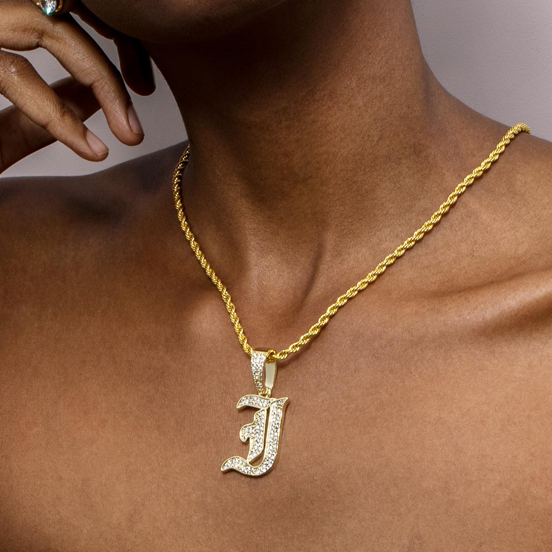 Women's Iced Out Old English 26 Letters Pendant With Street Luxury Shine - Image 6