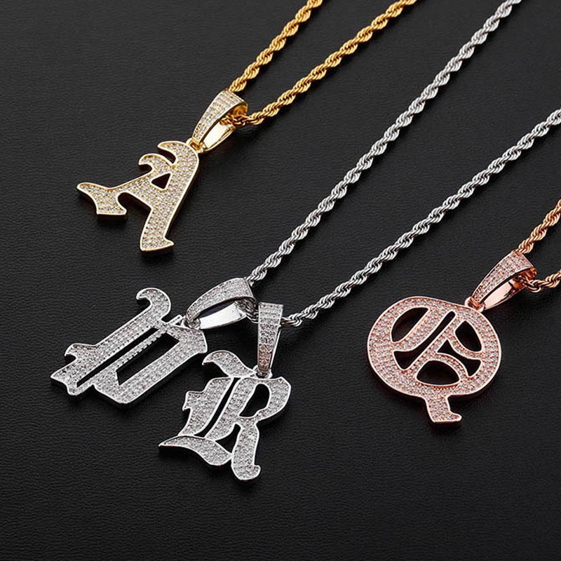 Women's Iced Out Old English 26 Letters Pendant With Street Luxury Shine - Image 8