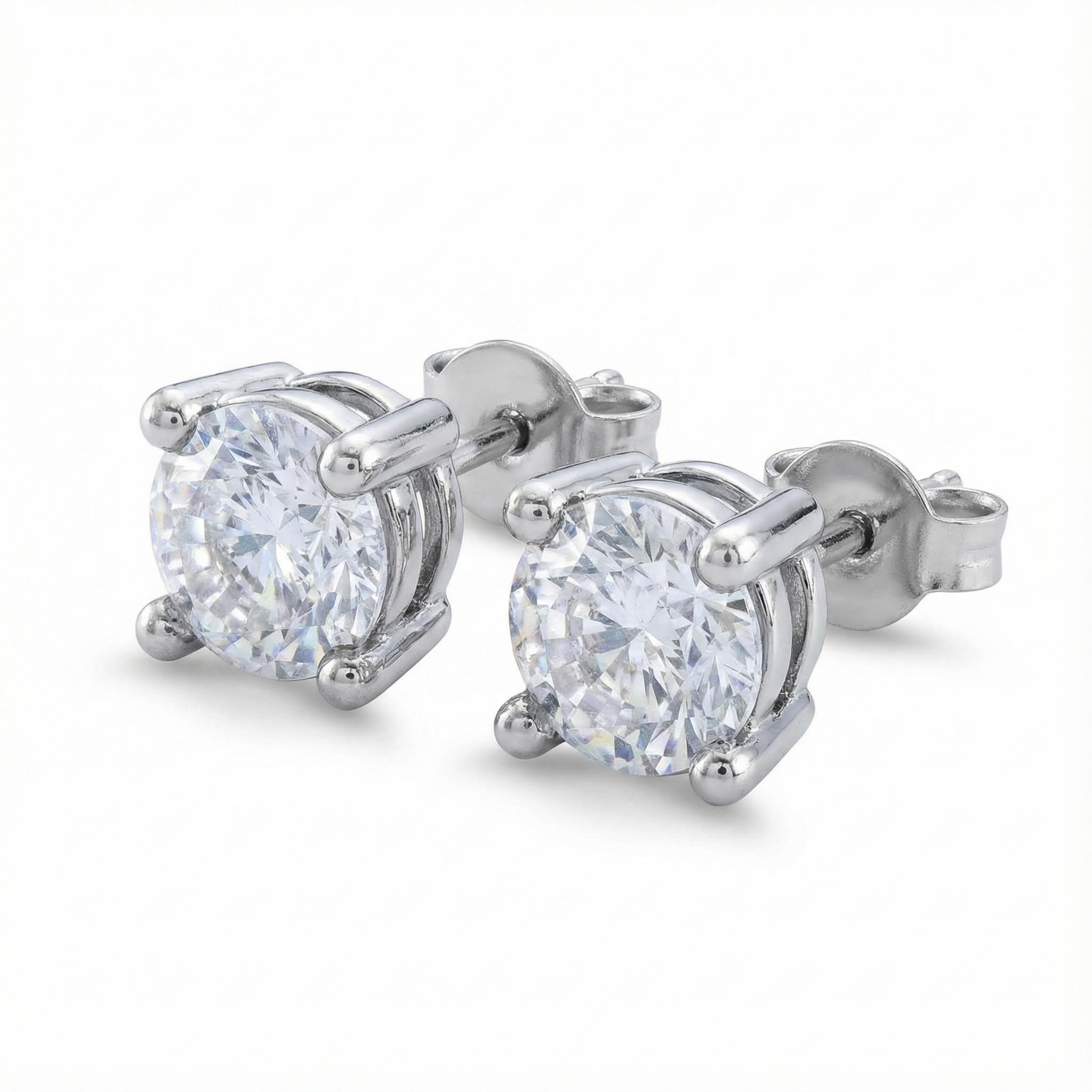 Women's Classic Stud Earrings In White Gold With Street Luxury Shine - Image 3