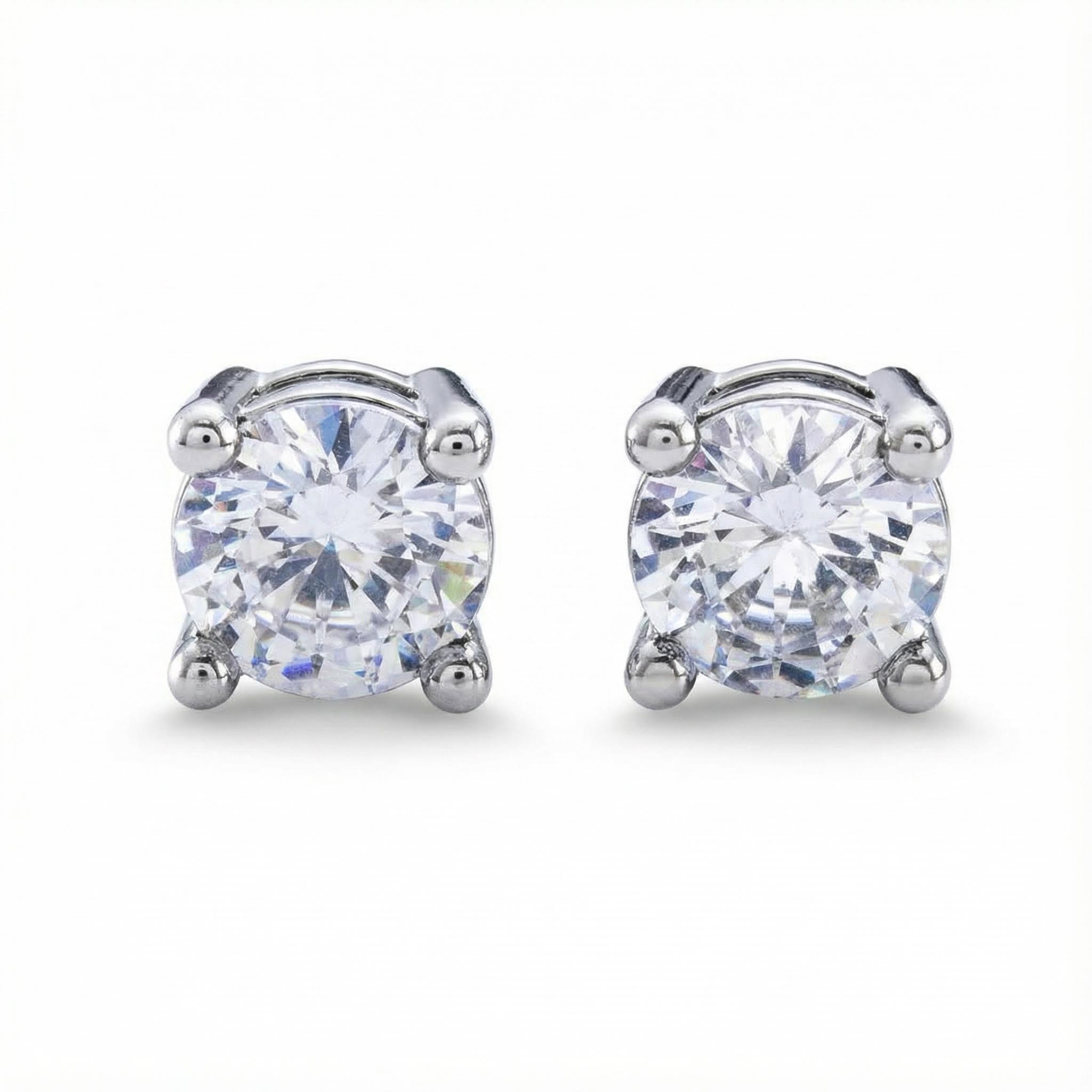 Women's Classic Stud Earrings In White Gold With Street Luxury Shine