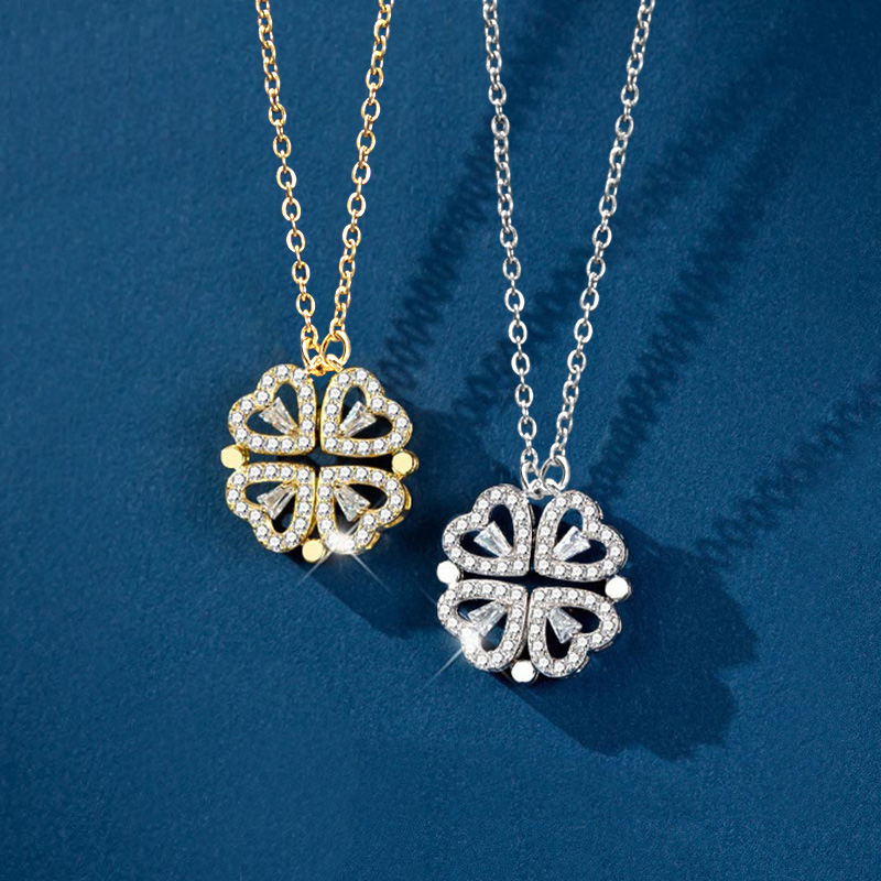 Detachable Four-leaf Clover Deformed Necklace Gold With Street Luxury Shine - Image 3