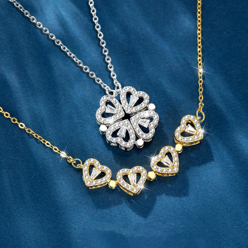 Detachable Four-leaf Clover Deformed Necklace Gold With Street Luxury Shine