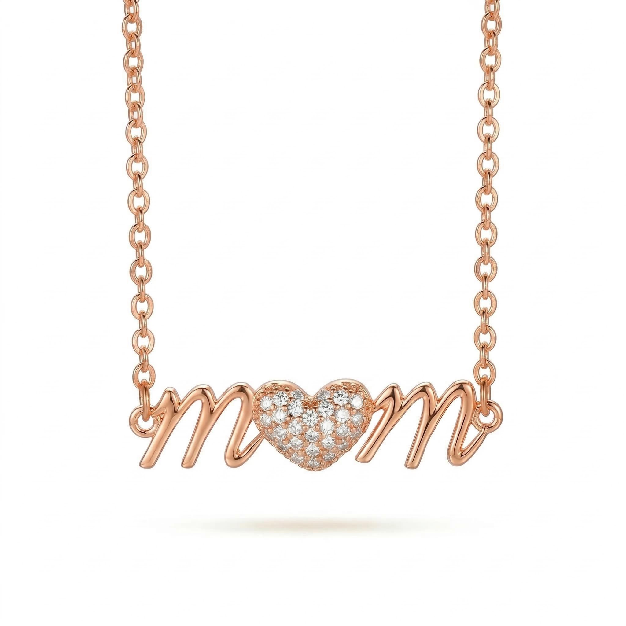 Iced Out Heart mom Letter Necklace Gold With Street Luxury Shine - Image 5