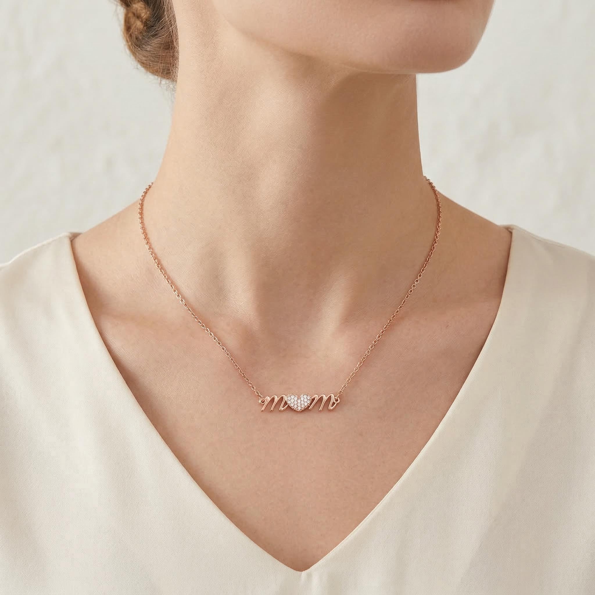 Iced Out Heart mom Letter Necklace Gold With Street Luxury Shine - Image 9