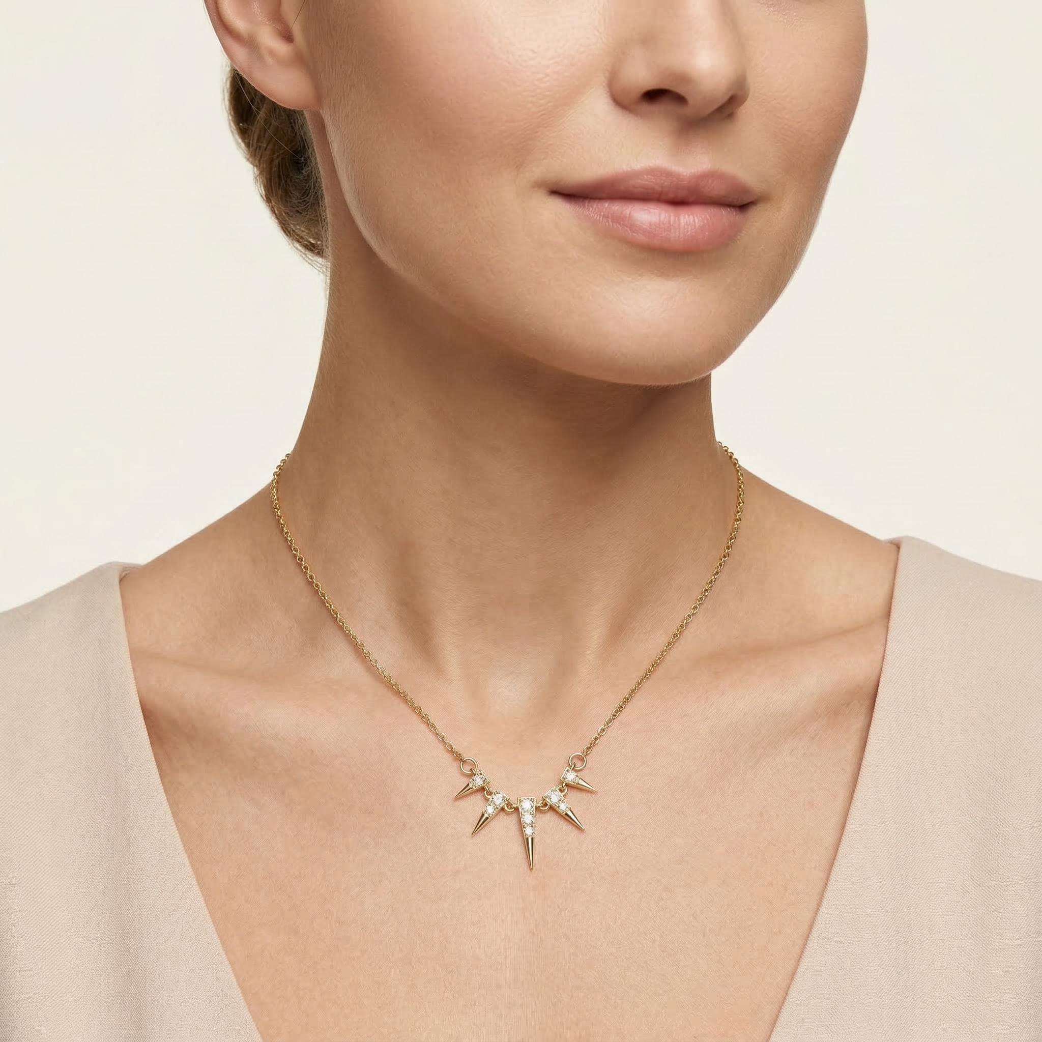 Egypt Iced Out Cone Tips Necklace Gold With Street Luxury Shine - Image 4