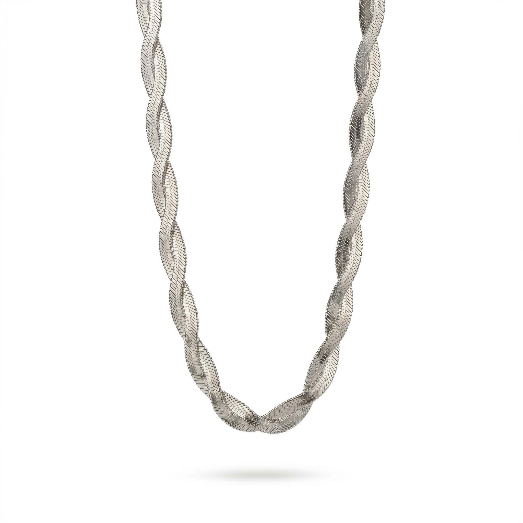 Hip Hop Style Simple Woven Winding Snake Bone Choker Necklace Silver - Image 3