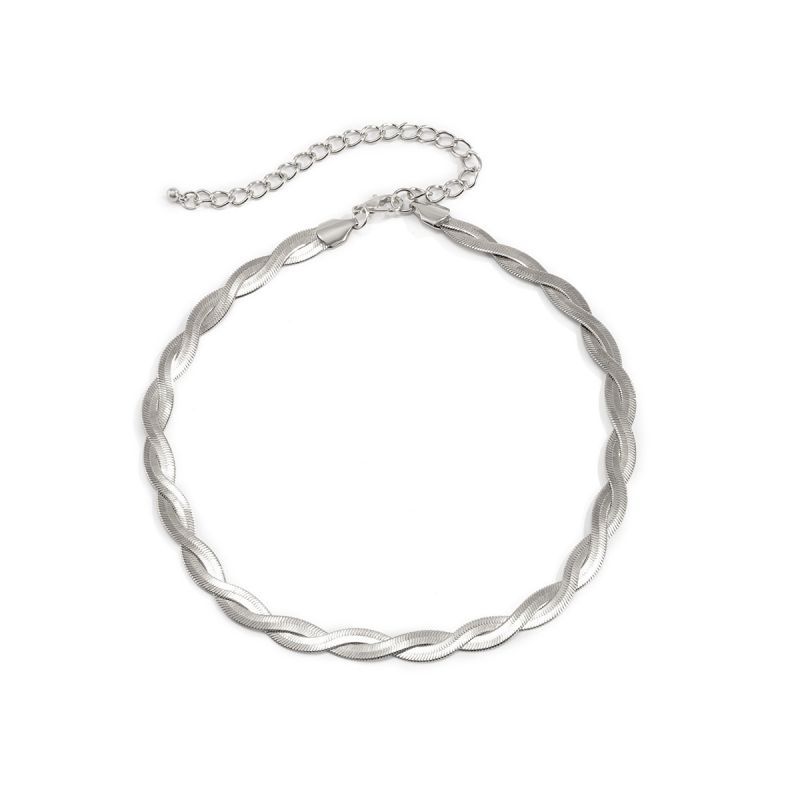 Hip Hop Style Simple Woven Winding Snake Bone Choker Necklace Silver - Image 5