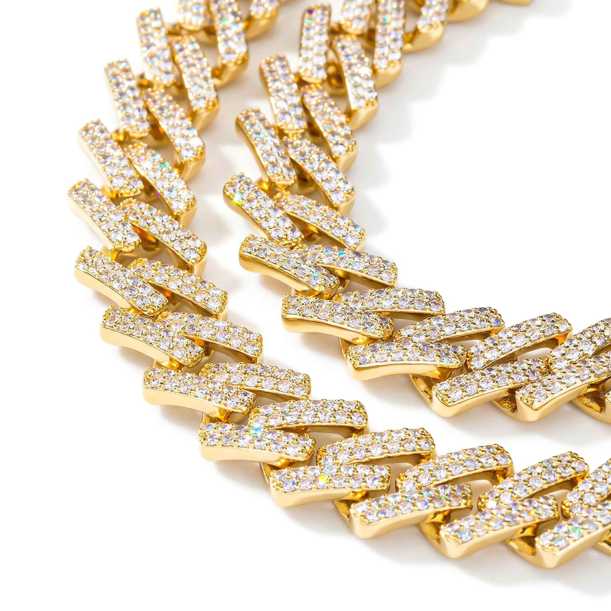 Bold Women's Iced Out 14mm Miami Cuban Chain With Box Clasp In Gold - Image 5