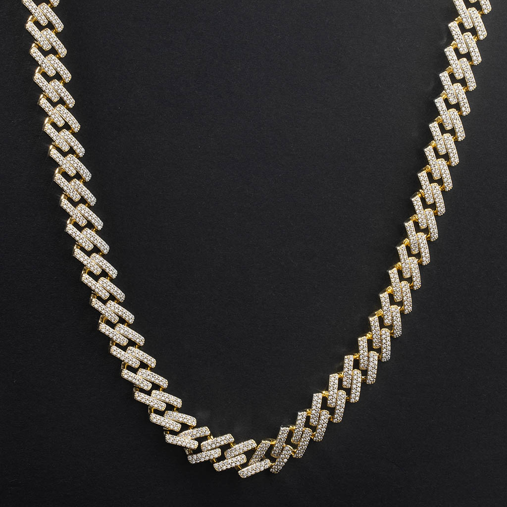 Bold Women's Iced Out 14mm Miami Cuban Chain With Box Clasp In Gold - Image 7