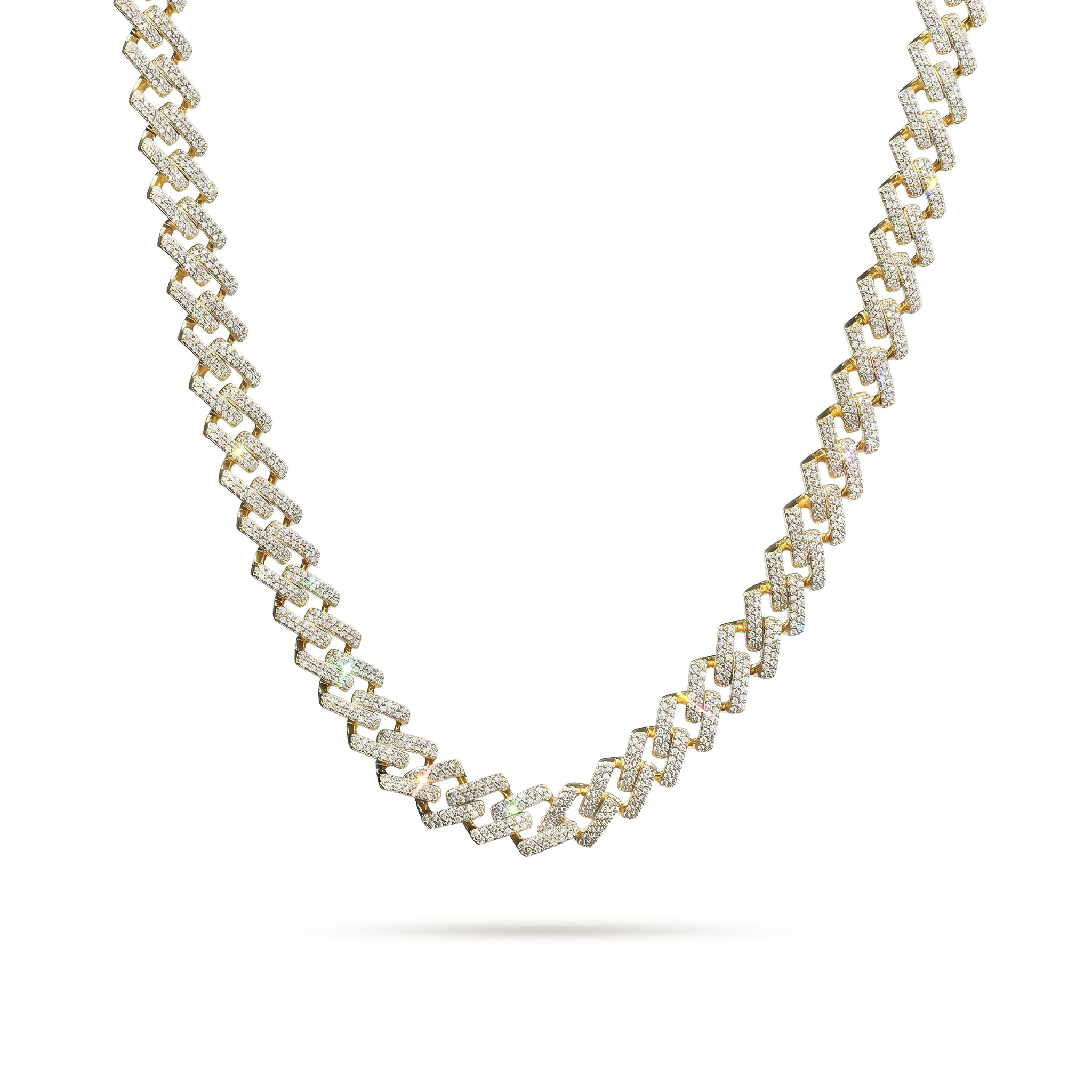 Bold Women's Iced Out 14mm Miami Cuban Chain With Box Clasp In Gold