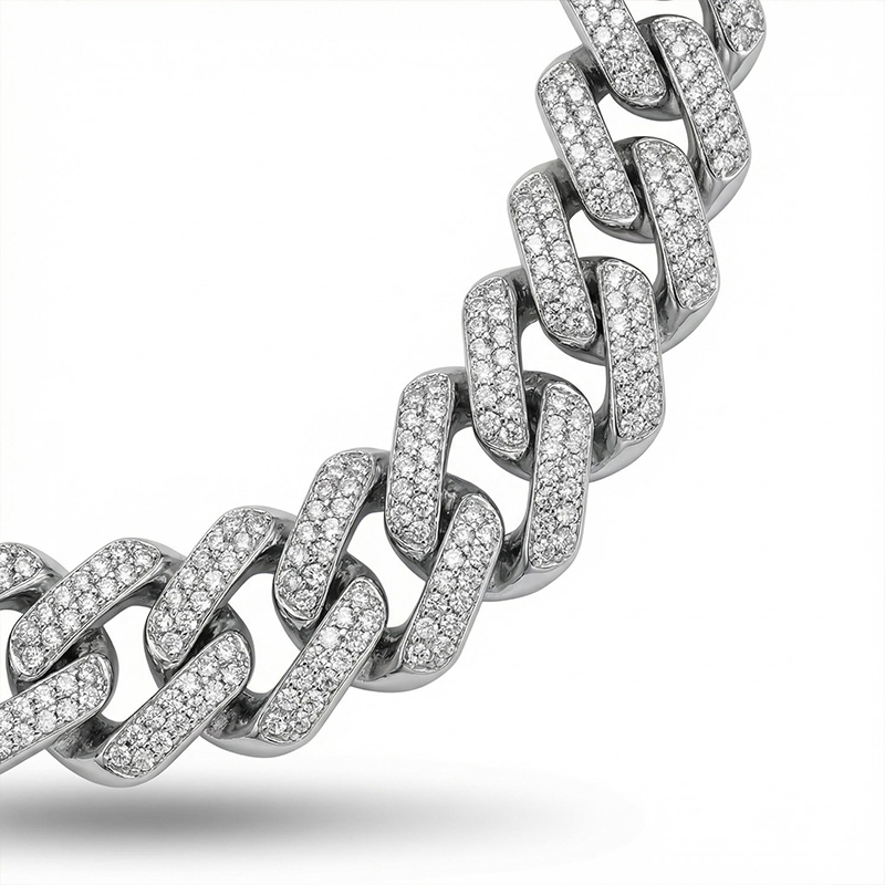 Bold Women's Iced Out 14mm Miami Cuban Chain With Box Clasp In White Gold - Image 7