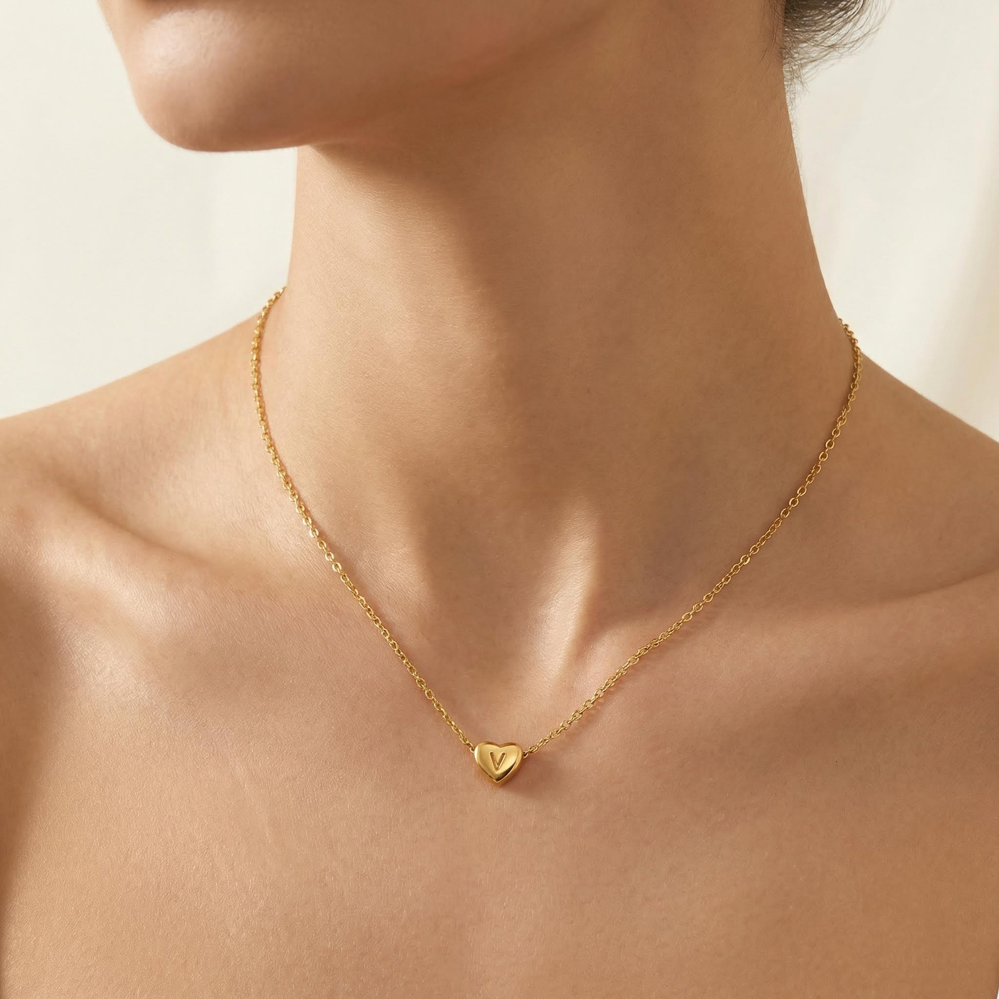 Initial Letter Heart Necklace Pendant With Bold Statement Appeal - Image 3