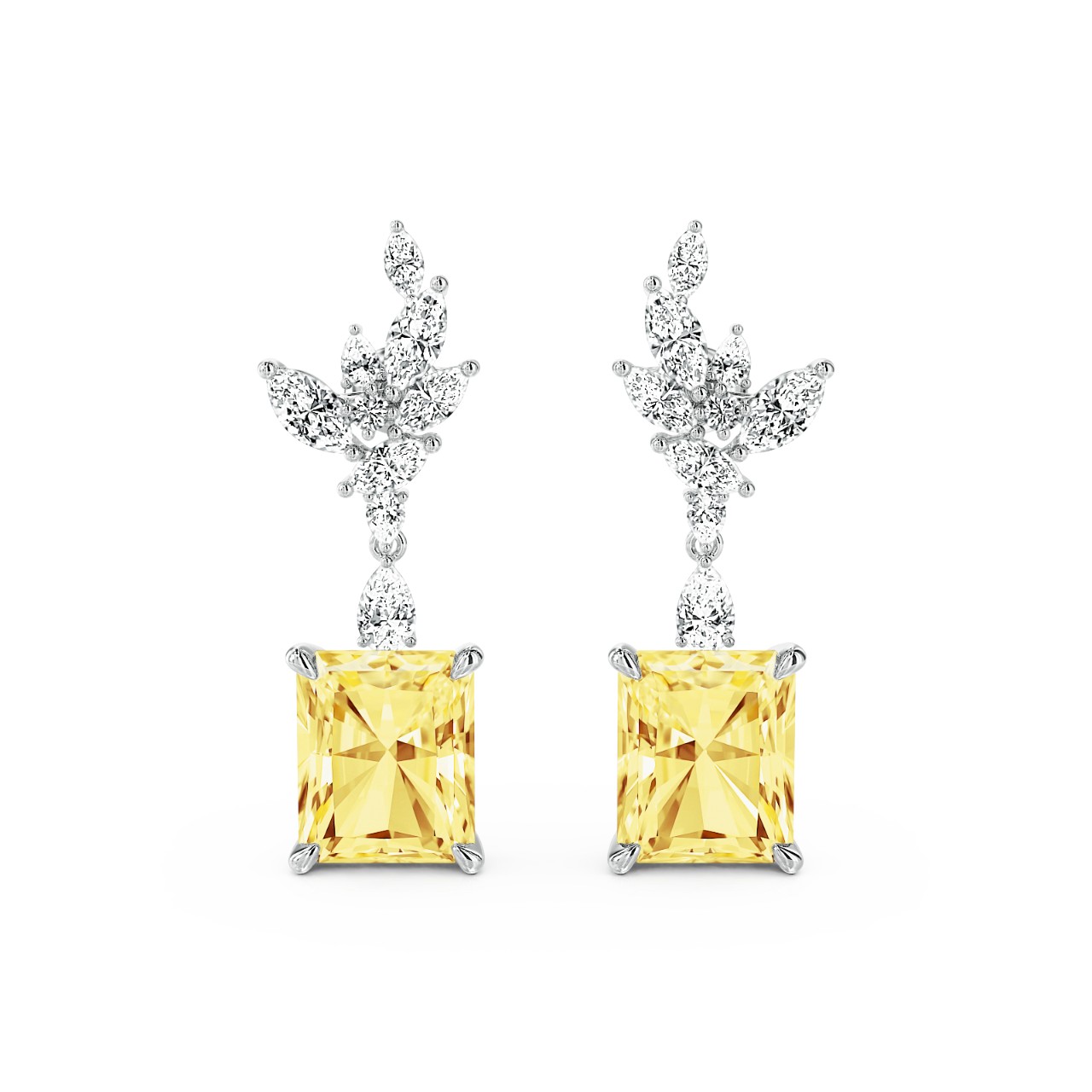 Cushion & Marquise Cut Dangle Earring Gold With Street Luxury Shine