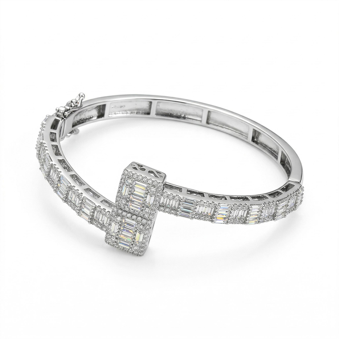 Baguette Cut Cuff Bangle Bold Statement Style With Street Luxury - Image 3