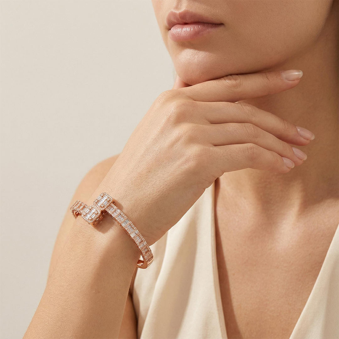 Baguette Cut Cuff Bangle Bold Statement Style With Street Luxury - Image 4