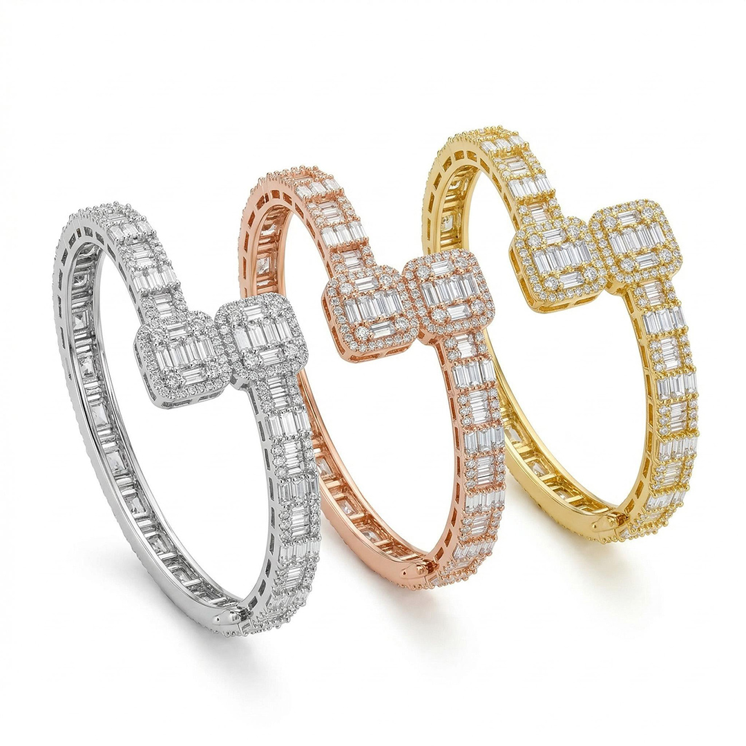 Baguette Cut Cuff Bangle Bold Statement Style With Street Luxury - Image 6