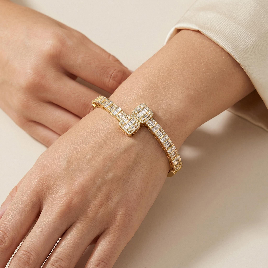 Baguette Cut Cuff Bangle Bold Statement Style With Street Luxury - Image 9