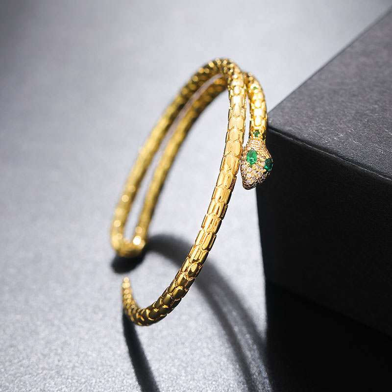 Adjustable Double Layer Design Snake Bracelet & Bangle Gold - Image 4