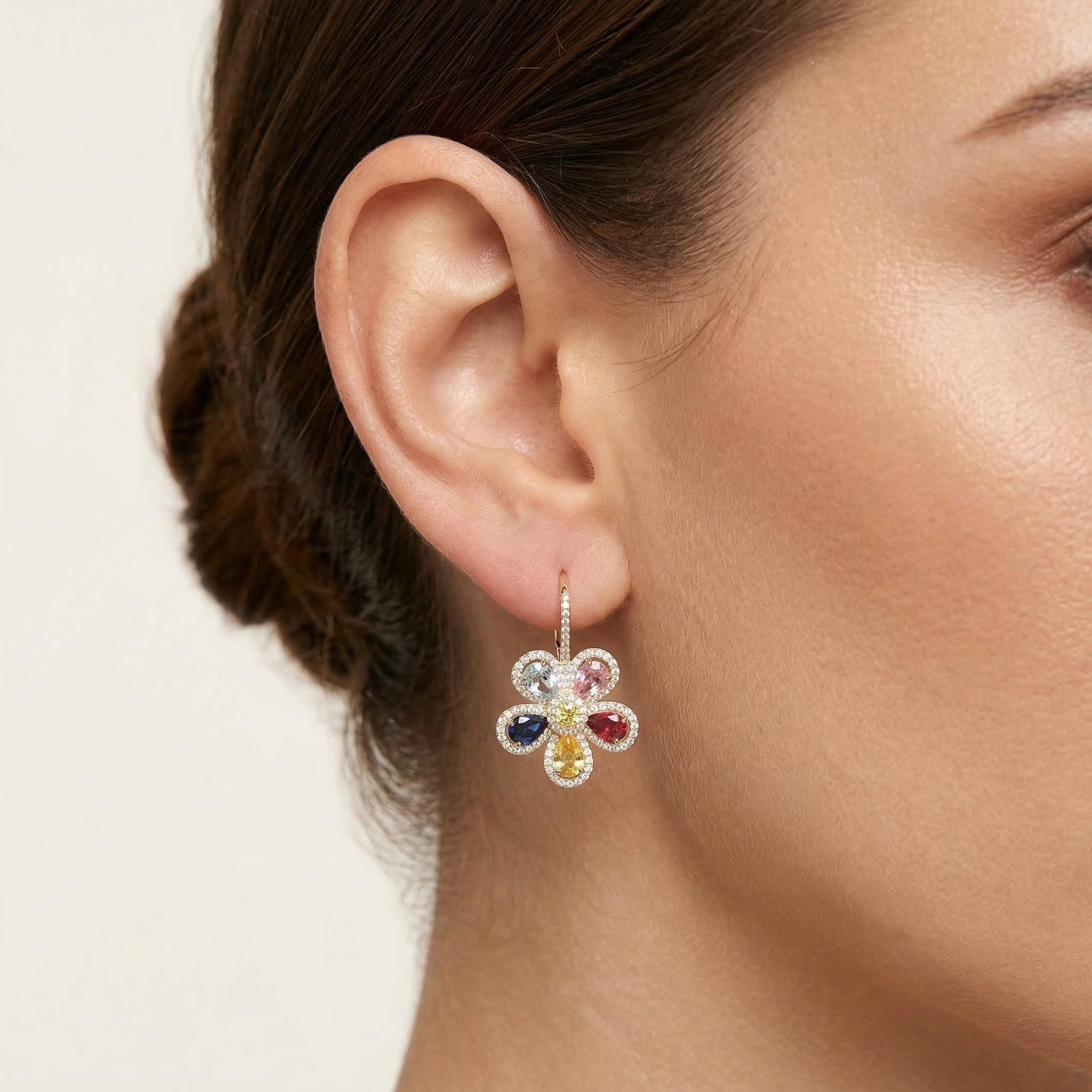 Pear Cut Flower Earrings Bold Statement Style With Street Luxury - Image 3