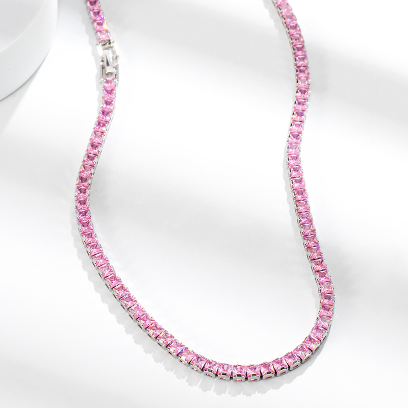 5mm Pink Stones Women Tennis Chain Iced Out Shine With Street Luxury - Image 3