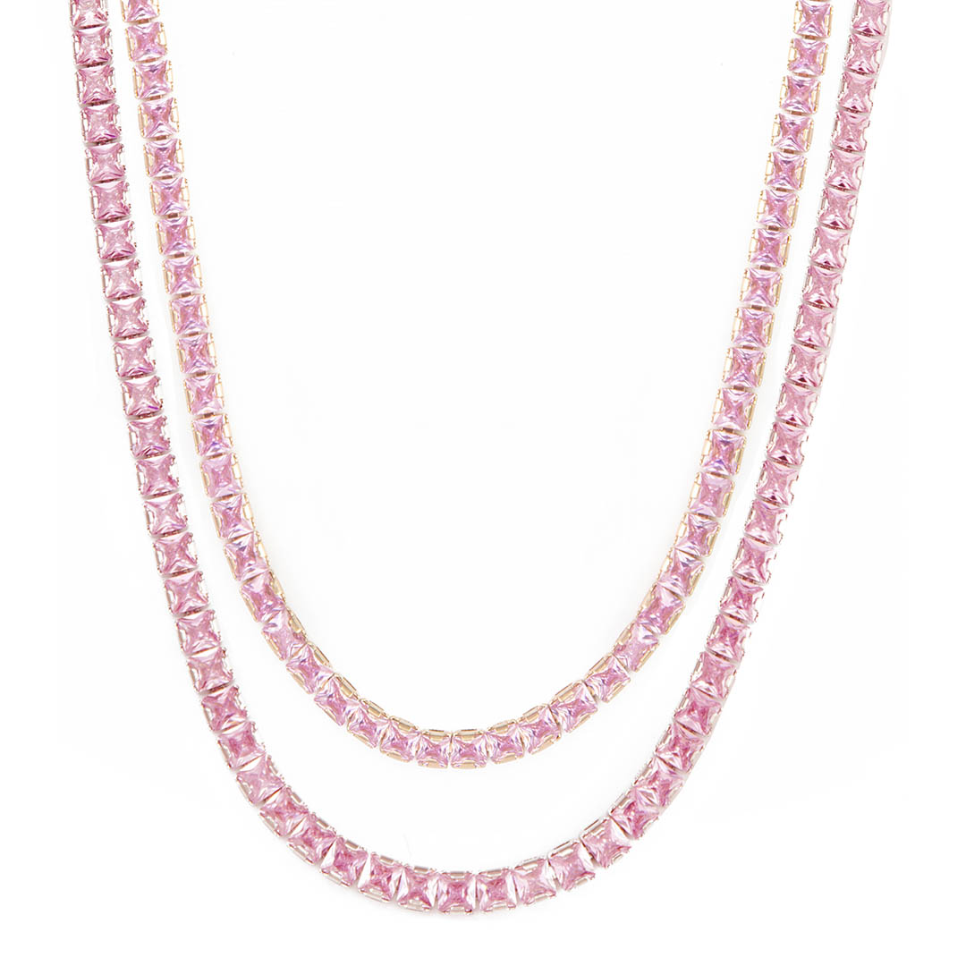5mm Pink Stones Women Tennis Chain Iced Out Shine With Street Luxury - Image 4