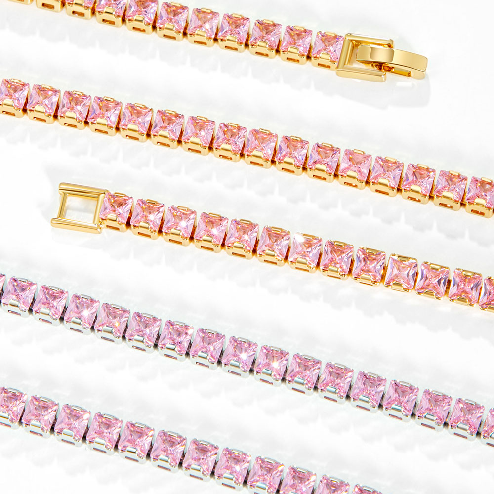 5mm Pink Stones Women Tennis Chain Iced Out Shine With Street Luxury - Image 5