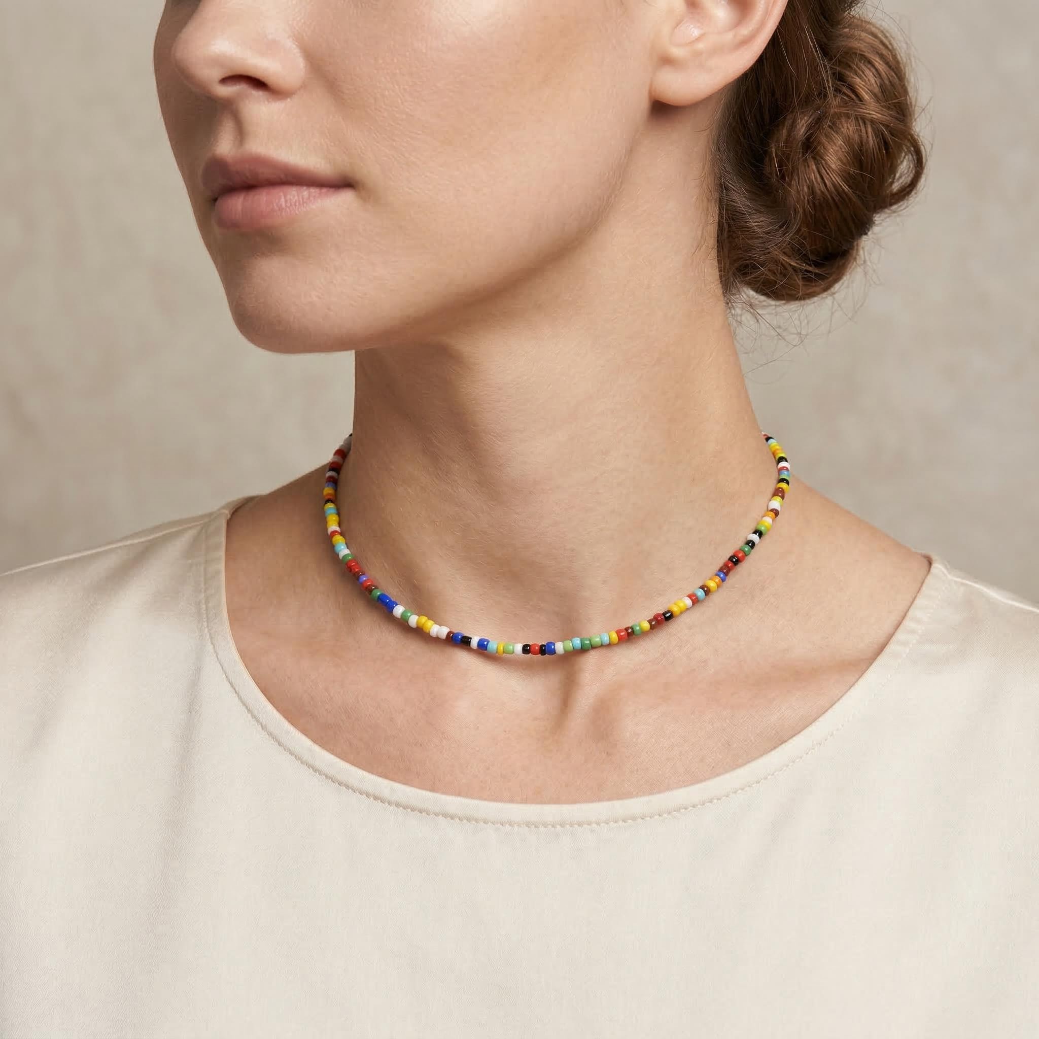 Multicolor String Beaded Handmade Choker Silver With Street Luxury Shine - Image 3