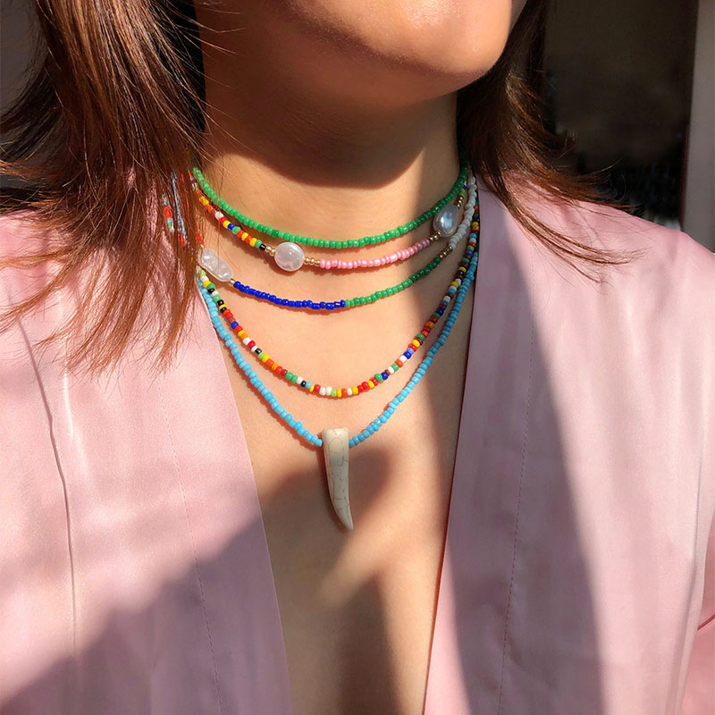 Multicolor String Beaded Handmade Choker Silver With Street Luxury Shine - Image 10