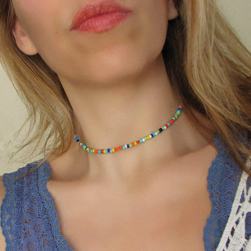 Multicolor String Beaded Handmade Choker Silver With Street Luxury Shine - Image 11