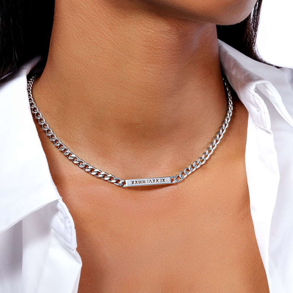Bold Women's 5mm Personalized Engraved Cuban Id Necklace In White Gold - Image 3