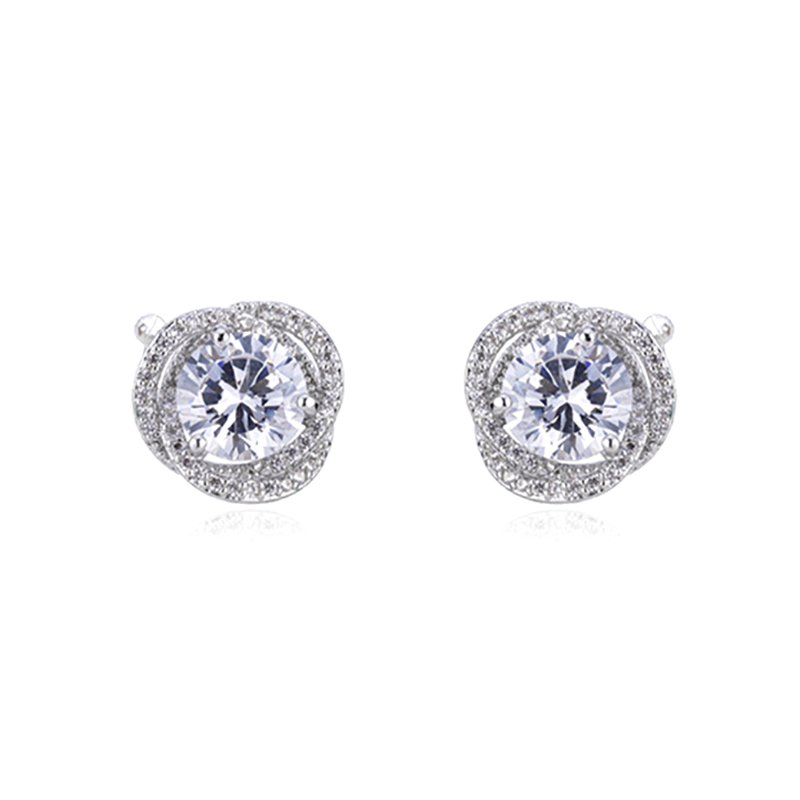 2.5ct Round Cut Rosetwist Halo Stud Earrings Gold With Street Luxury Shine - Image 8