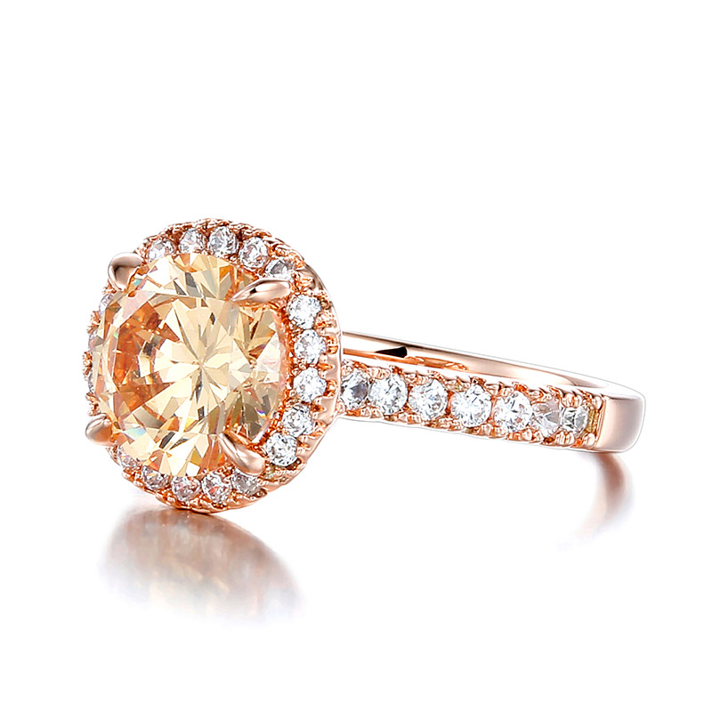 Rose Gold Halo Brilliant Cut Engagement Ring With Iced Out Shine - Image 4