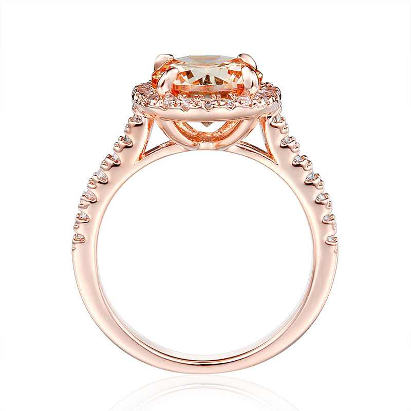 Rose Gold Halo Brilliant Cut Engagement Ring With Iced Out Shine - Image 5