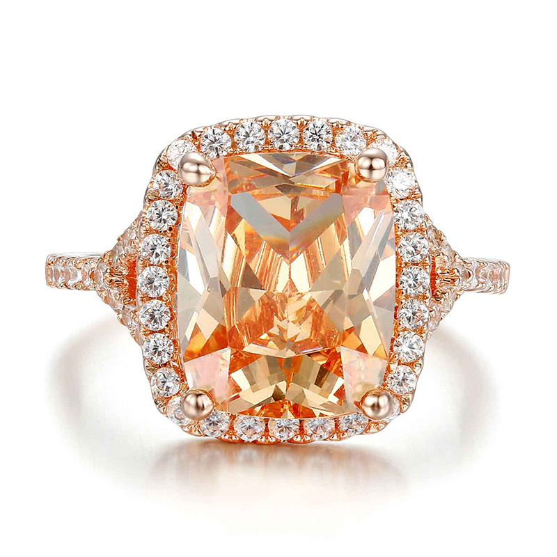 3ct Elongated Rose Gold Halo Cushion Cut Engagement Ring Iced Out - Image 3