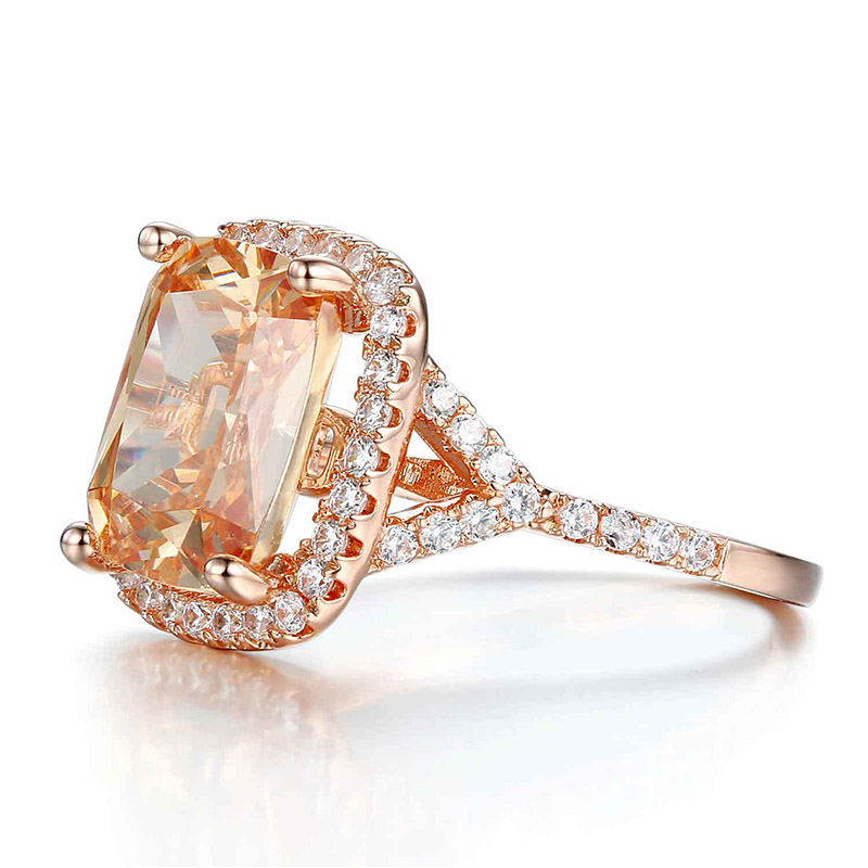 3ct Elongated Rose Gold Halo Cushion Cut Engagement Ring Iced Out - Image 4