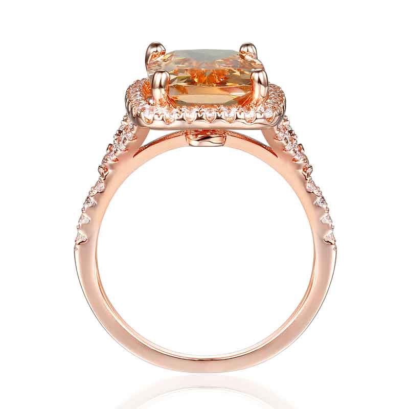3ct Elongated Rose Gold Halo Cushion Cut Engagement Ring Iced Out - Image 5