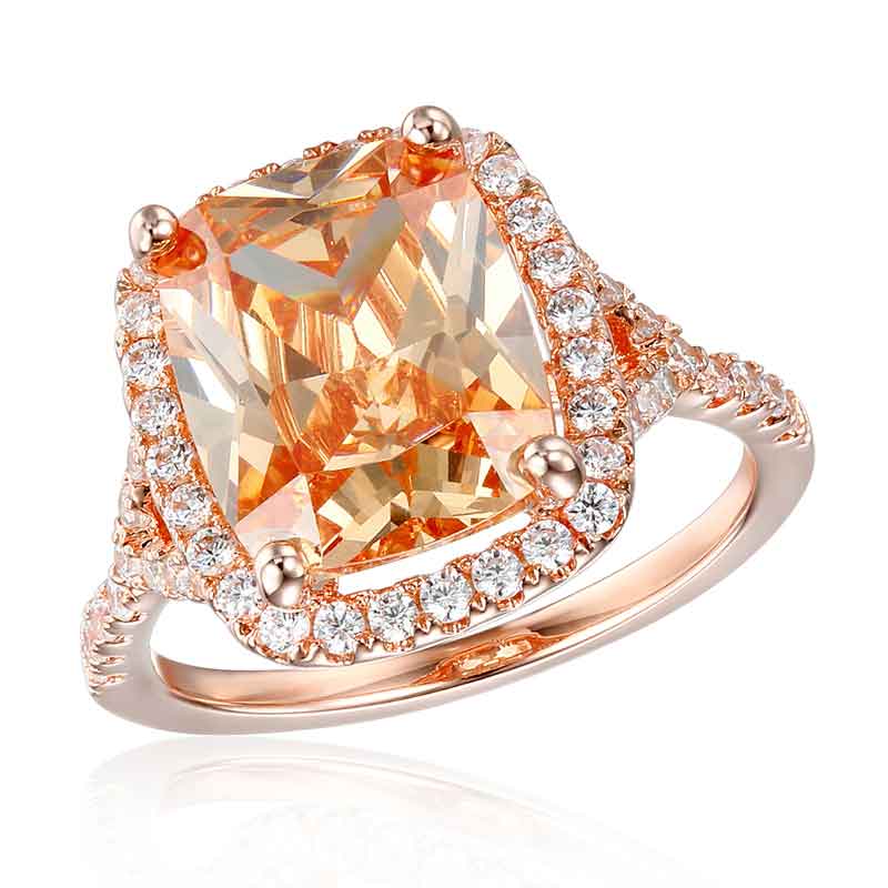 3ct Elongated Rose Gold Halo Cushion Cut Engagement Ring Iced Out