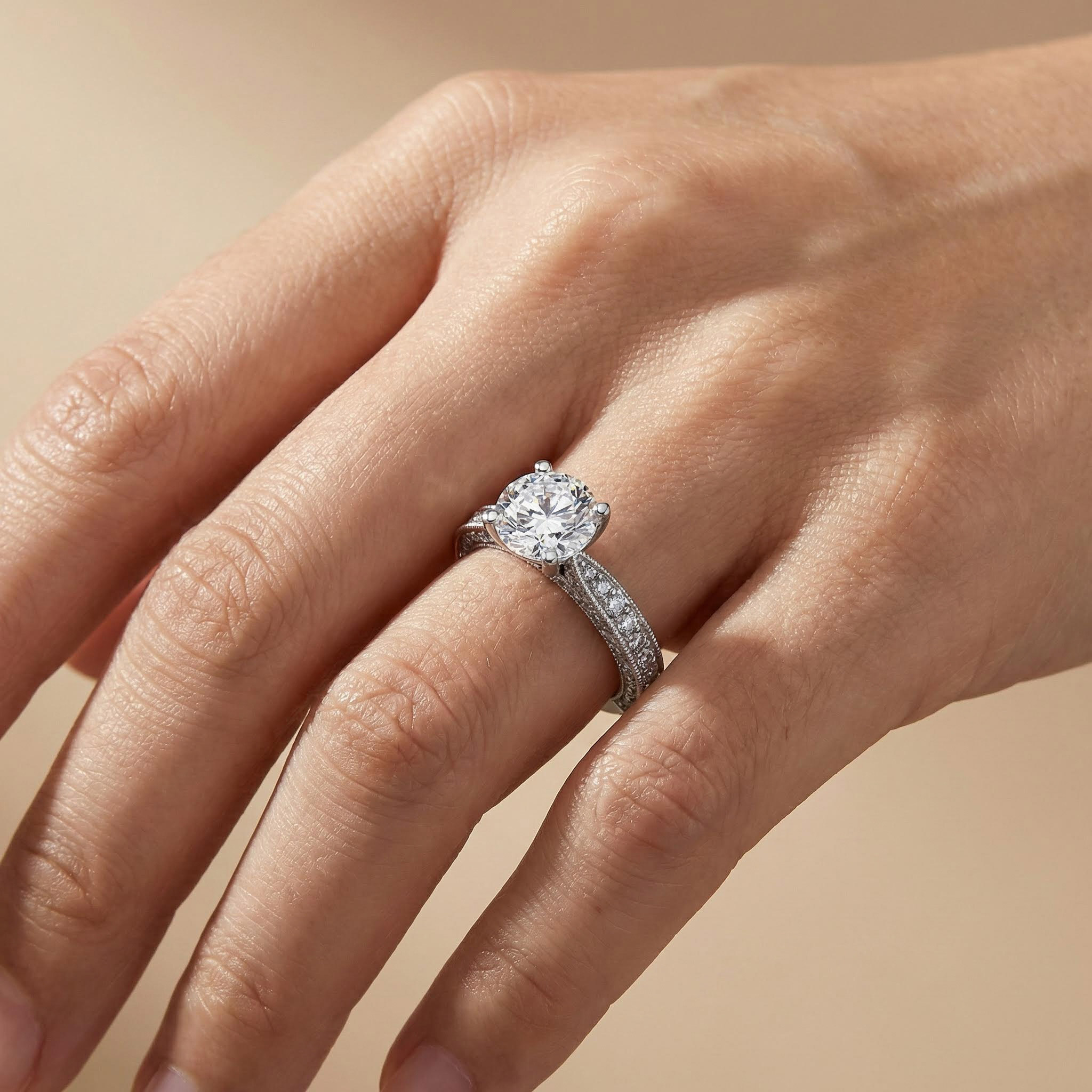 5.3ct. Tw. Round Cut Engagement Ring In White Gold With Street Luxury Shine - Image 3