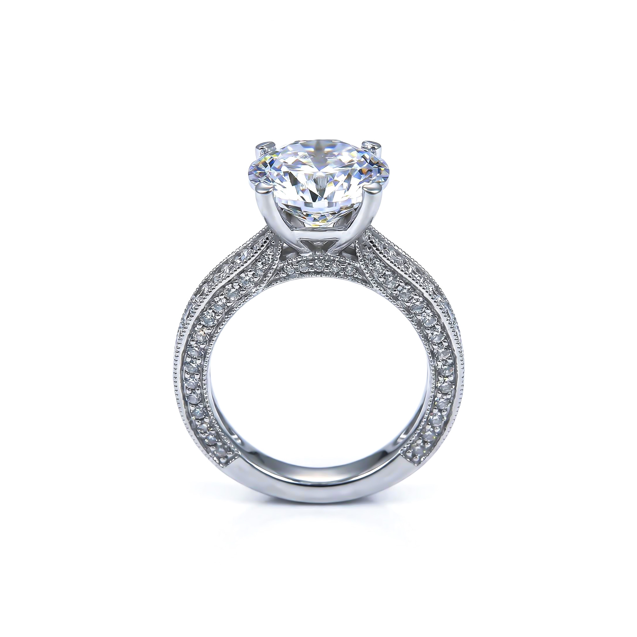5.3ct. Tw. Round Cut Engagement Ring In White Gold With Street Luxury Shine - Image 6