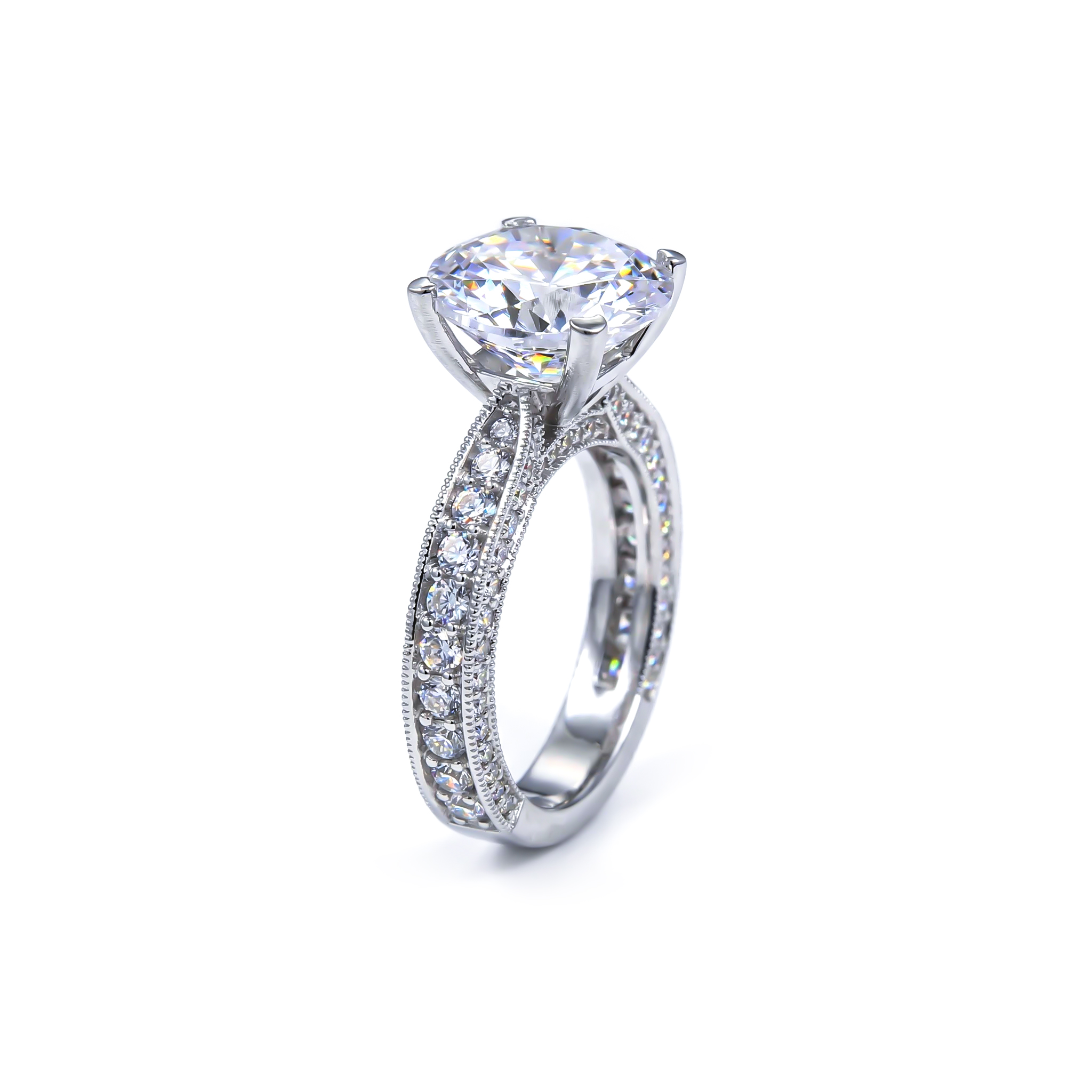 5.3ct. Tw. Round Cut Engagement Ring In White Gold With Street Luxury Shine
