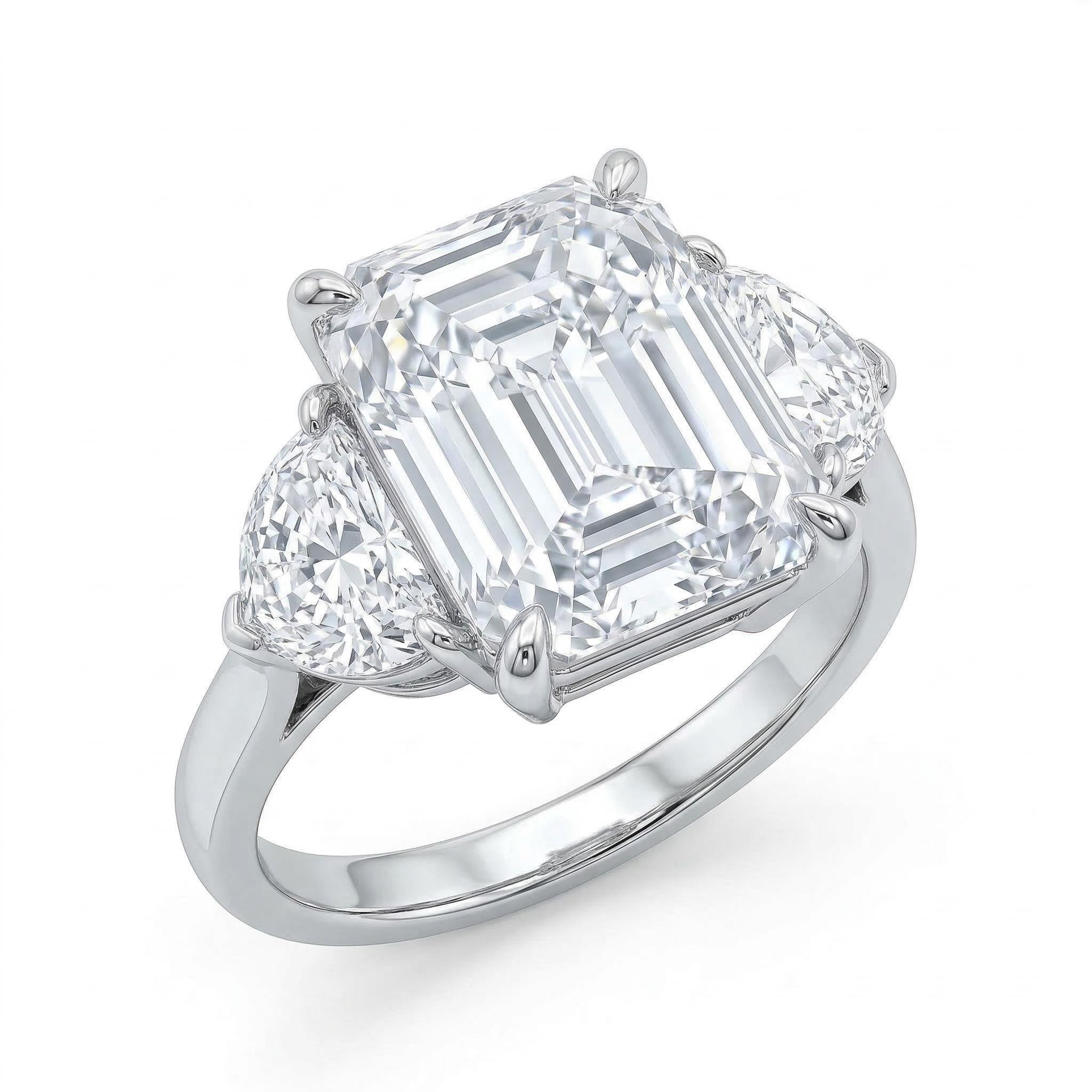 3.5 Ct Emerald Cut Three Stone Ring Bold Statement Style With Street Luxury - Image 4
