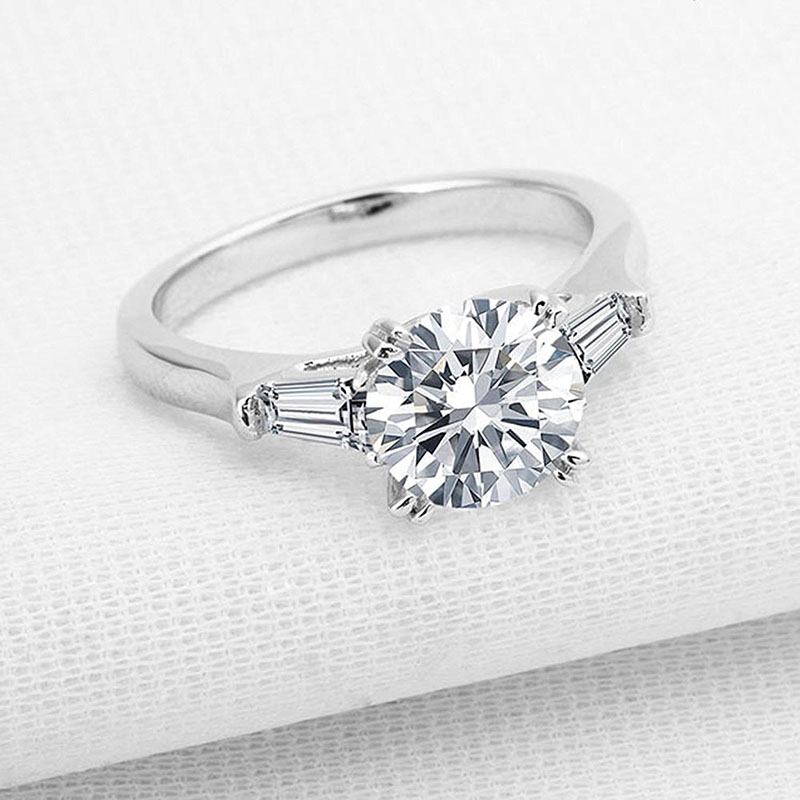 3 Ct Brilliant Cut Three Stones Engagement Ring With Street Luxury Shine - Image 3